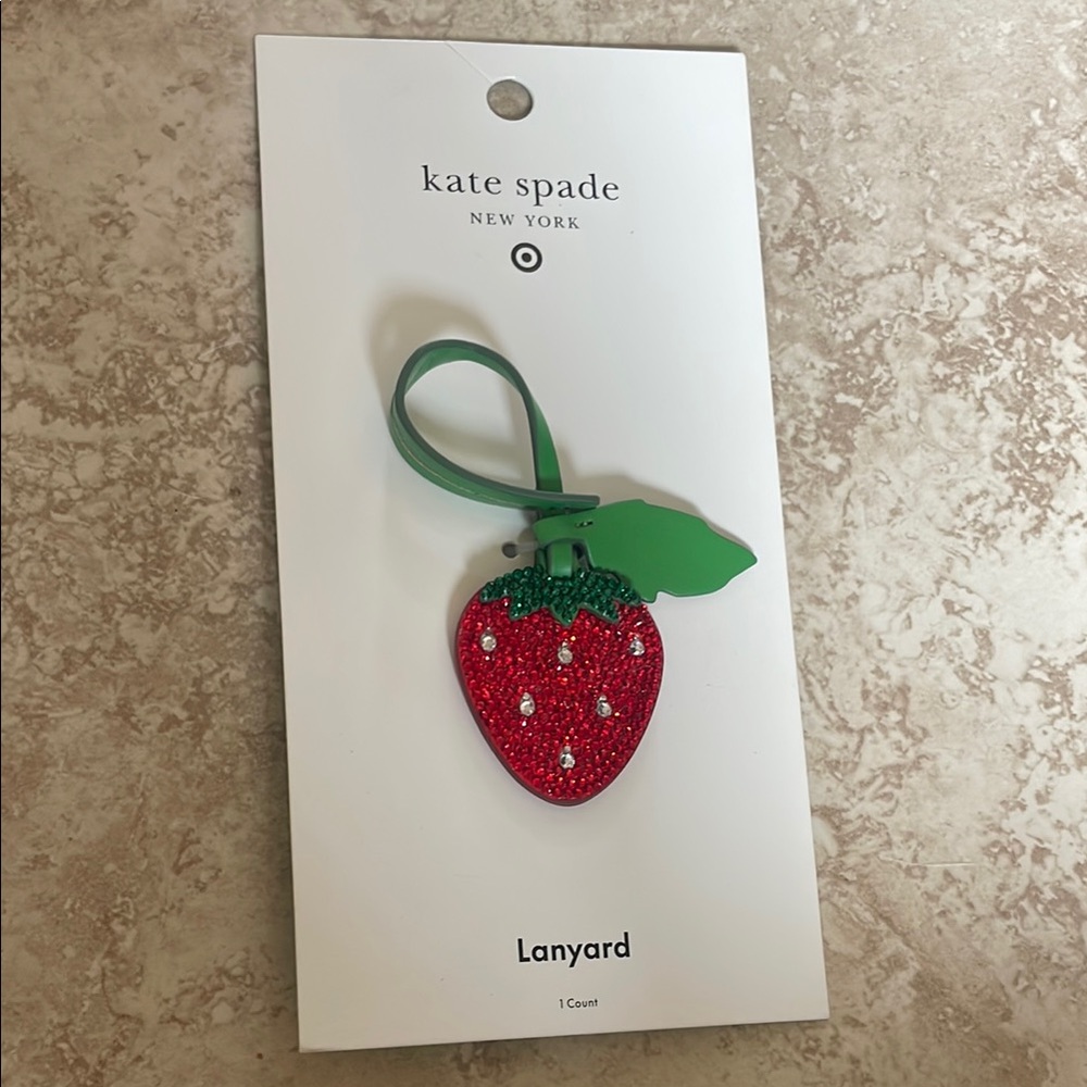 Custom rhinestone Kate spade x target strawberry lanyard/keychain ONE OF A KIND